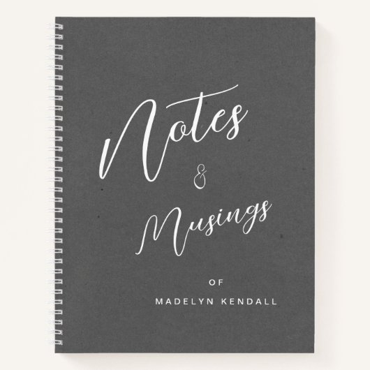 Notities & Musings Modern Script Monogram Grijs Notitieboek (Voorkant)