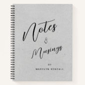Notities & Musings Modern Script Monogram Grijs Notitieboek (Voorkant)