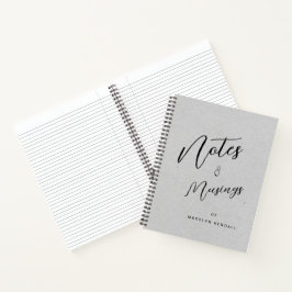 Notities & Musings Modern Script Monogram Grijs Notitieboek