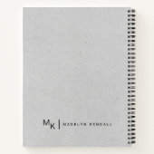 Notities & Musings Modern Script Monogram Grijs Notitieboek (Achterkant)