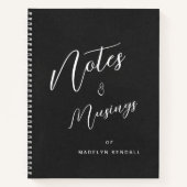 Notities & Musings Modern Script Monogram Zwart Notitieboek (Voorkant)