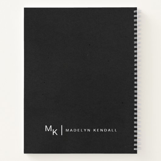 Notities & Musings Modern Script Monogram Zwart Notitieboek (Achterkant)