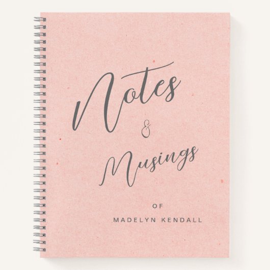 Notities & Musings Script Monogram Peach Pink Notitieboek (Voorkant)