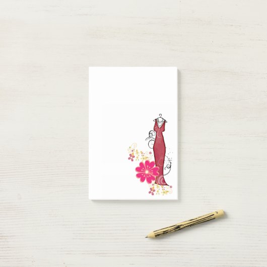 Notities Rode Jurk Bloemen Bloem Maker Post-it® Notes (Op bureau)