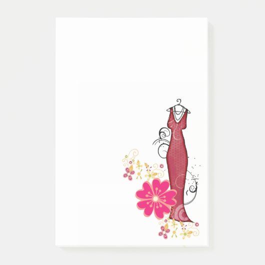 Notities Rode Jurk Bloemen Bloem Maker Post-it® Notes (Voorkant)