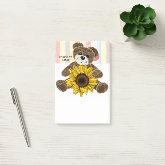 Notities Teddybeer Zonnebloem  Post-it® Notes (Kantoor)