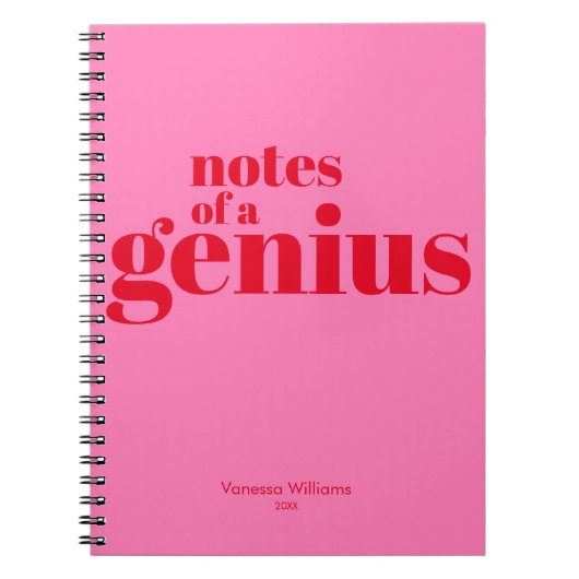 Notities van een Genius Grappig Modern Bold Red -  Notitieboek (Voorkant)