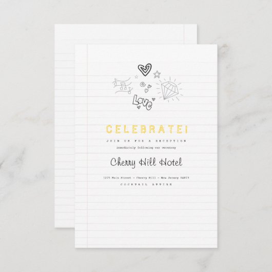 Notitietoevoeging over de bruiloft kaart (Voorkant / Achterkant)