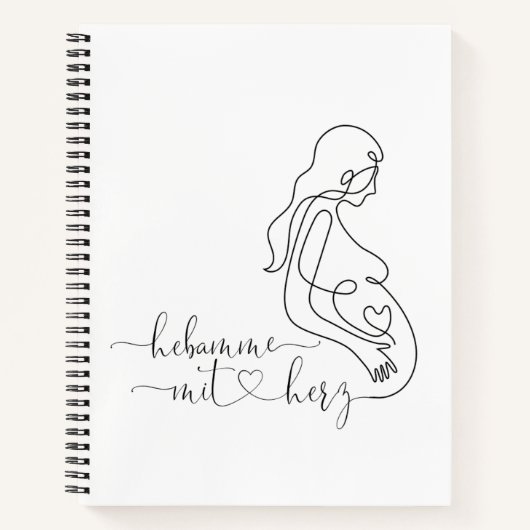 Notizblock Hebamme mit Herz Notitieboek (Voorkant)
