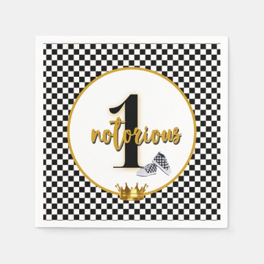 Notorieuze 1-jarige 90-top hippe 1-zaterdag servet (Voorkant)