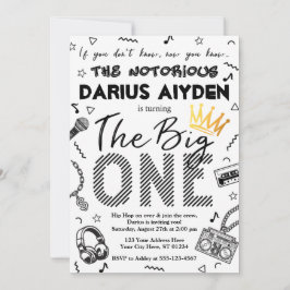 Notorious One Birthday Invitation, 90s Hip Hop Kaart