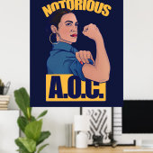Notorous AOC alexandria ocasio cortez retro rosie Poster (Thuiskantoor)