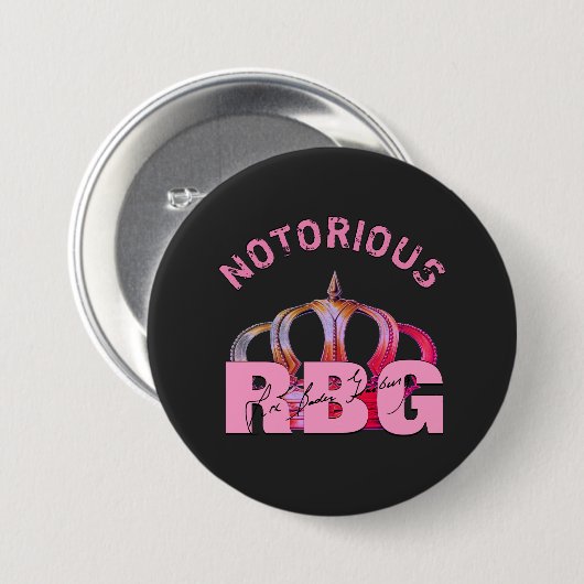 Notorous RBG Signature Monogram Ronde Button 7,6 Cm (Voorkant /achterkant)