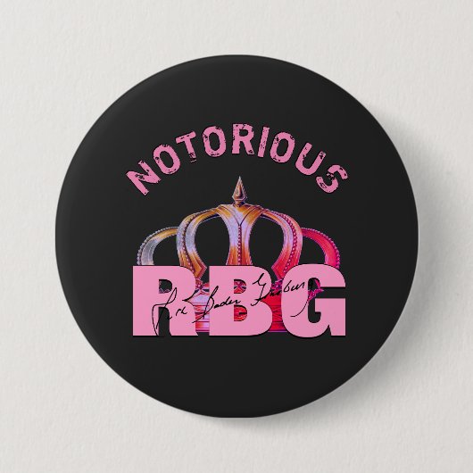 Notorous RBG Signature Monogram Ronde Button 7,6 Cm (Voorkant)