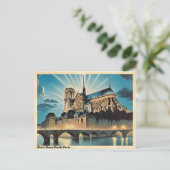 Notre Dame Castle Paris Vintage Reizen Briefkaart (Staand voorkant)