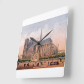 Notre Dame Cathedral 1870 print, Parijs Frankrijk Vierkante Klok (Hoek)