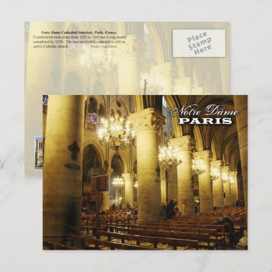 Notre Dame Cathedral (binnenland), Parijs, Frankri Briefkaart (Voorkant / Achterkant)