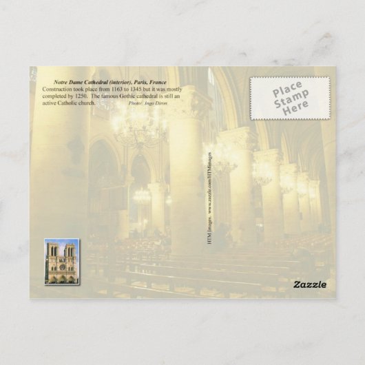 Notre Dame Cathedral (binnenland), Parijs, Frankri Briefkaart (Achterkant)