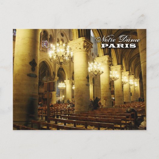 Notre Dame Cathedral (binnenland), Parijs, Frankri Briefkaart (Voorkant)