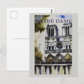 Notre Dame Cathedral Parijs Frankrijk Vintage Briefkaart (Voorkant / Achterkant)