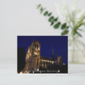 Notre Dame Cathedral 's nachts, Parijs, Frankrijk Briefkaart (Staand voorkant)