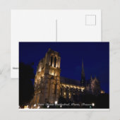 Notre Dame Cathedral 's nachts, Parijs, Frankrijk Briefkaart (Voorkant / Achterkant)