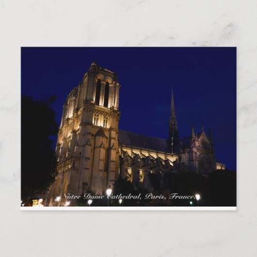 Notre Dame Cathedral 's nachts, Parijs, Frankrijk Briefkaart (Voorkant)