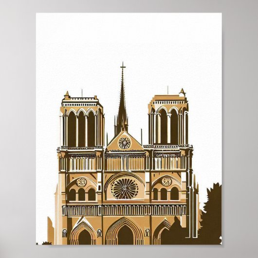 Notre Dame Cathedral Spier, Parijs Frankrijk Poster (Voorkant)