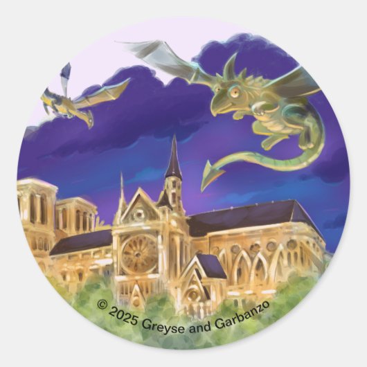 Notre Dame Classic Ronde Stickers (Voorkant)