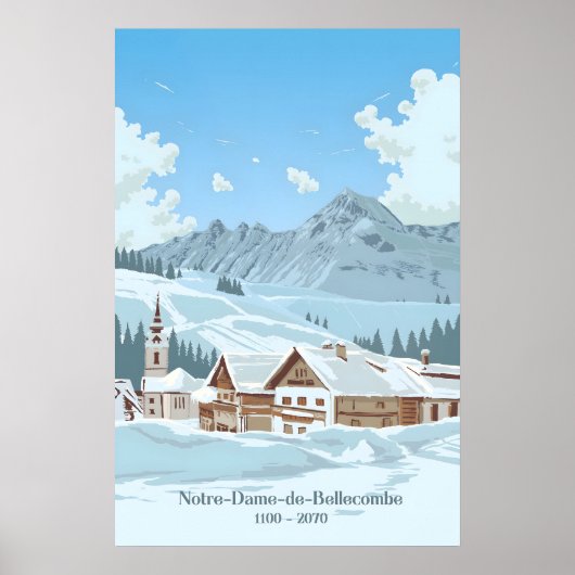 Notre Dame de Bellecombe Skigebied Reisposter Poster (Voorkant)
