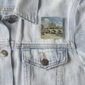 Notre Dame de Paris, c.1900 Vierkante Button 5,1 Cm (In situ)