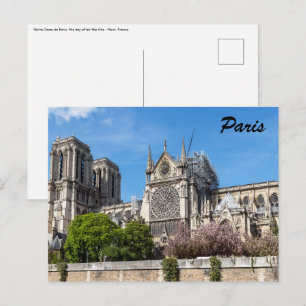 Notre Dame de Paris, de dag na de brand van 2019 Briefkaart