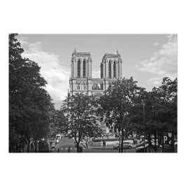 Notre Dame de Paris in de omgeving van de bomen Foto Afdruk