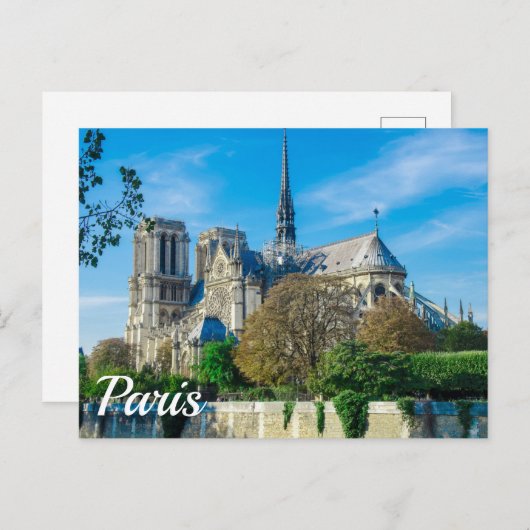 Notre Dame de Paris in Frankrijk Briefkaart (Voorkant / Achterkant)