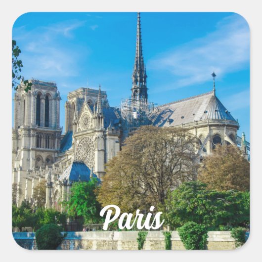 Notre Dame de Paris in Frankrijk Vierkante Sticker (Voorkant)