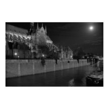 Notre Dame de Paris, moonlight, avond, Poster