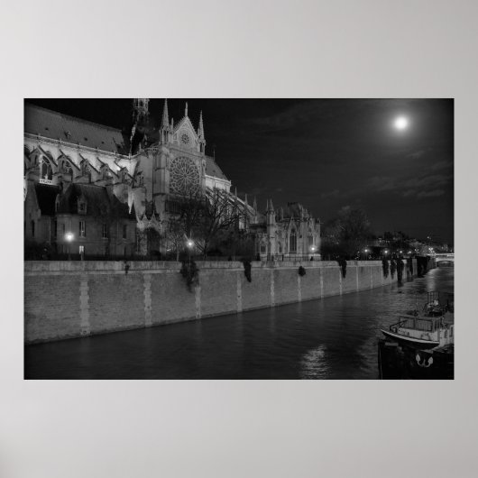 Notre Dame de Paris, moonlight, avond, Poster (Voorkant)