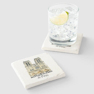 Notre-Dame de Paris Souvenir France Cathedral Stenen Onderzetter