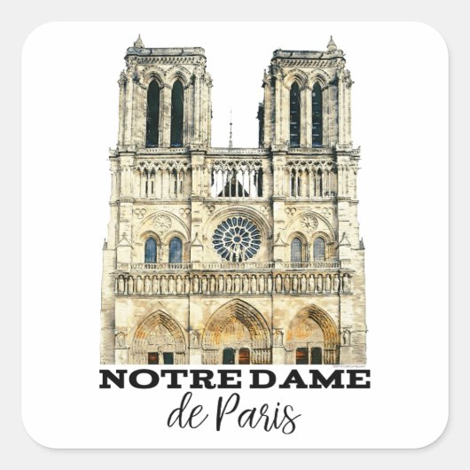 Notre-Dame de Paris Souvenir France Cathedral Vierkante Sticker (Voorkant)
