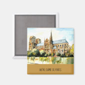 Notre Dame de Paris Travel Photo Add Text Fridge Magneet (Voorkant / Achterkant)