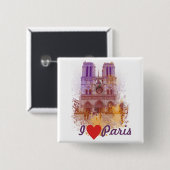 Notre Dame de Paris Vierkante Button 5,1 Cm (Voorkant /achterkant)
