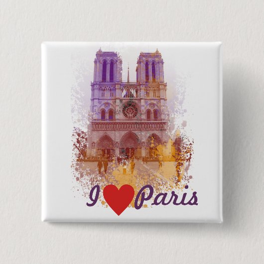 Notre Dame de Paris Vierkante Button 5,1 Cm (Voorkant)