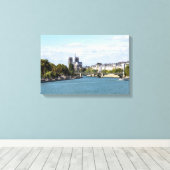 Notre Dame de Paris zicht vanaf Pont d'Austerlitz Canvas Afdruk (Insitu (Houten vloer))