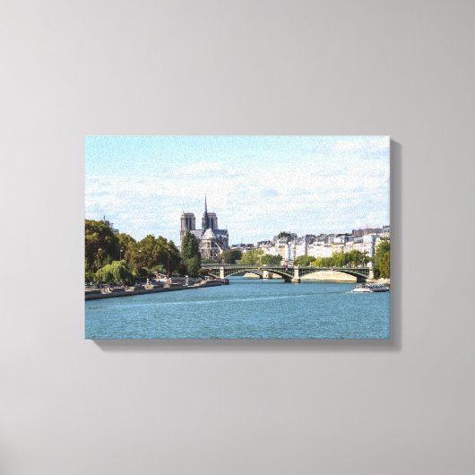 Notre Dame de Paris zicht vanaf Pont d'Austerlitz Canvas Afdruk (Voorkant)