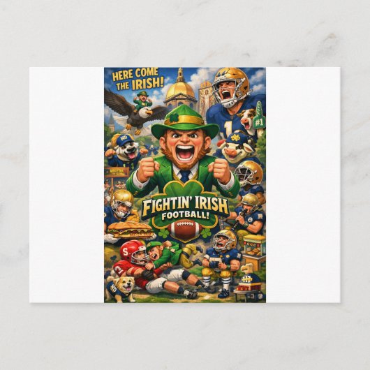 Notre Dame Fighting Irish Grappig Logo Briefkaart (Voorkant)