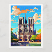 Notre Dame Frankrijk Reizen  illustratie Briefkaart (Voorkant)