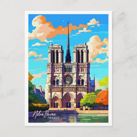 Notre Dame Frankrijk Reizen  illustratie Briefkaart (Voorkant)