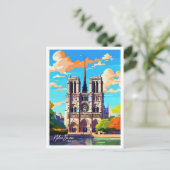 Notre Dame Frankrijk Reizen  illustratie Briefkaart (Staand voorkant)