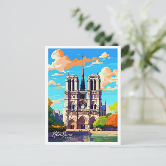 Notre Dame Frankrijk Reizen illustratie Briefkaart (Staand voorkant)