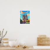 Notre Dame Frankrijk Reizen  illustratie Poster (Keuken)